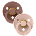 BIBS SET DE 2 SUCETTES RONDES PINK PLUM ET ELDERBERRY 6-12 MOIS