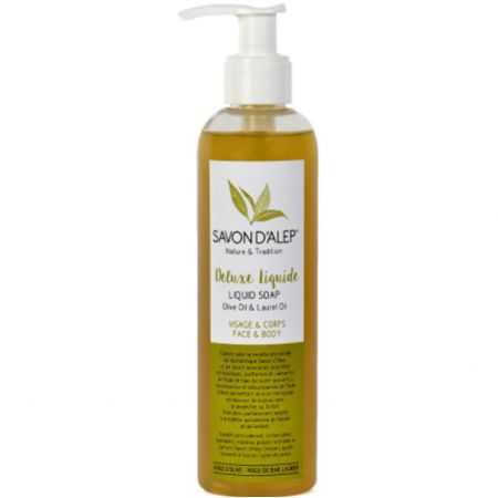 savon-dalep-deluxe-liquide-green-corner.jpg Savon d’Alep Deluxe liquide – Image 1