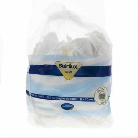sterilux-sterilux-pads-sachet-de-200-rectangles-coton-8x10-cm-accessoires.jpg STERILUX PADS - SACHET DE 200 RECTANGLES COTON 8x10 CM – Image 1